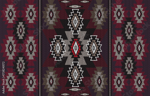 Ethnic tribal Aztec black and white background. Seamless tribal pattern, 
folk embroidery, tradition geometric Aztec ornament.
 Tradition Native and Navaho design for fabric, textile, print, rug, pape