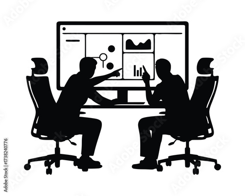 Corporate Meeting Discussion and Business Analytics Vector Illustration