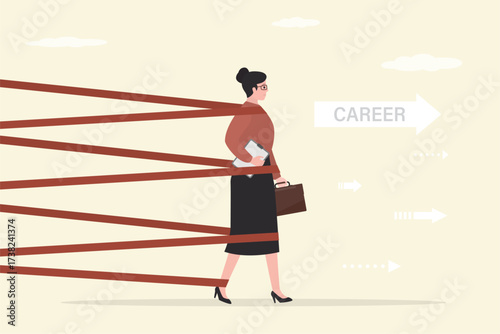 Female entrepreneur tries to escape with full effort from the bureaucratic red tapes. Sexism, discrimination, business difficulties or struggle with career obstacles.