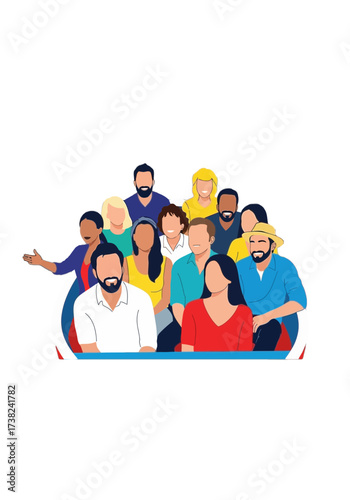 Diverse Group of People Flat Vector Illustration