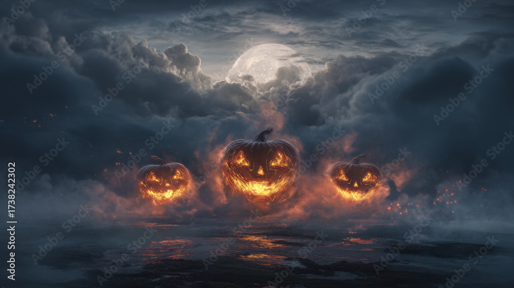 custom made wallpaper toronto digitalhalloween pumpkin in the sky