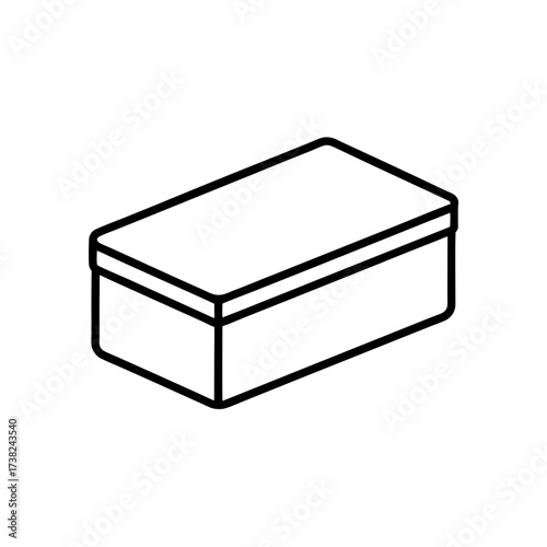 Outline drawing of a rectangular box shape on transparent background silhouette