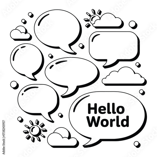 Collection of comic speech bubbles. 