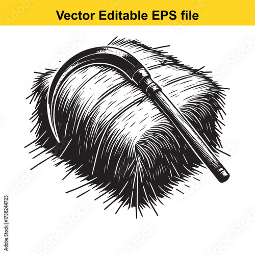 Vector art of sickle on a bale of hay