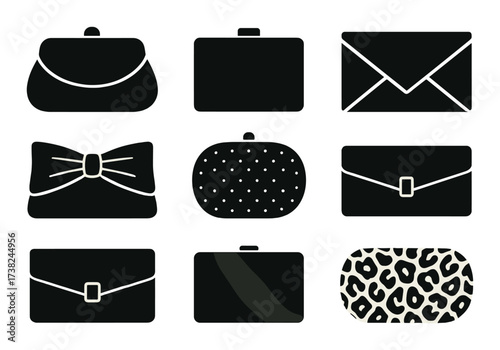 Elegant black clutch bag collection featuring various fashionable designs