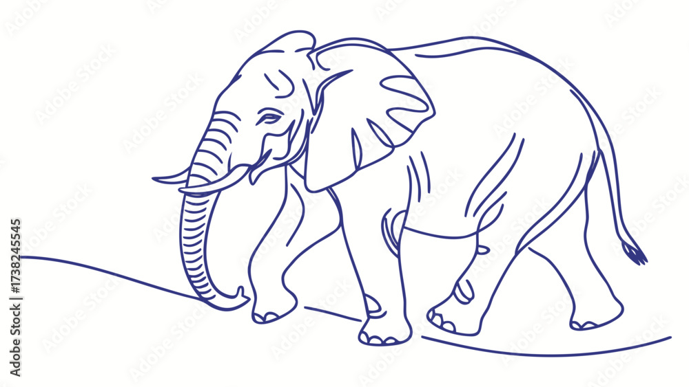 Obraz premium Elegant Illustration, Elephant, Nature, Minimalist Art, Tranquil Environment, Side View, Joyful Movement