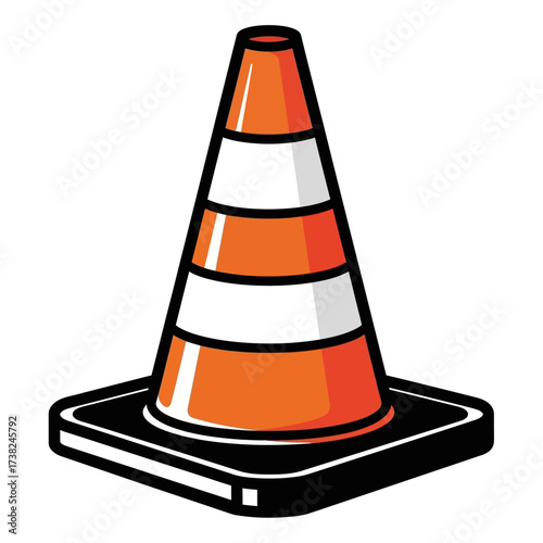 Orange and White Traffic Cone A Safety Icon for Construction Zones, Roadways, and More