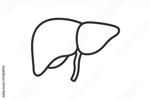 Liver icon human organ anatomy symbol. Health care and medical line art logo. Simple minimal vector illustration for gastroenterology or hepatic concepts. Digestion system.