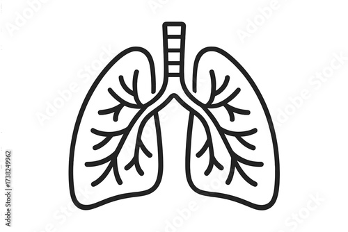 Lungs icon vector. Human internal organ illustration. Respiratory system symbol for health care and medical design. Pulmonology, anatomy concept simple line art graphic.