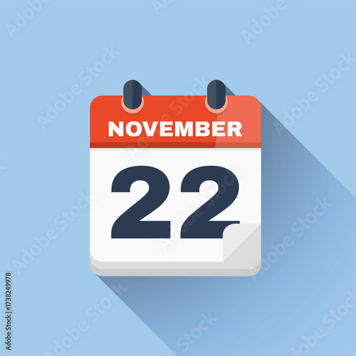 Flat calendar icon displaying November 22 date