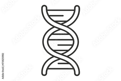 DNA helix icon for genetics and biotechnology. Vector line art of a gene structure, chromosome, or molecule. Science, medical research, and biology concept. Genetic evolution.