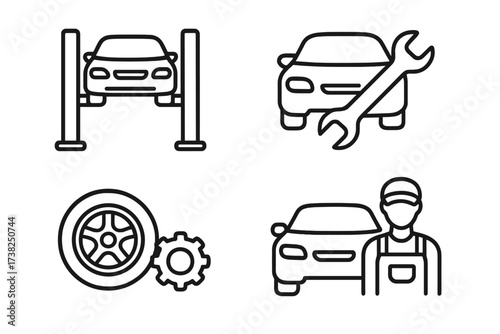 Car accident icon in linear style, vector cartoon illustration of vehicle collision, transparent background, ordered set, accident symbol, crash concept, traffic incident graphic