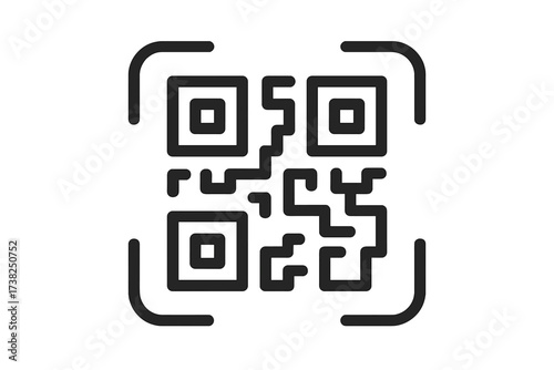 QR code scan icon for mobile phone. Digital technology for quick information access, website links, and contactless payment. Matrix barcode vector for modern online marketing.