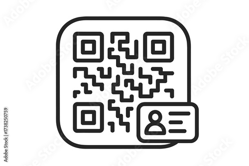 QR code with user ID card icon for personal identification. Vector concept for digital identity, verification, account access, authentication, and scanning personal information.