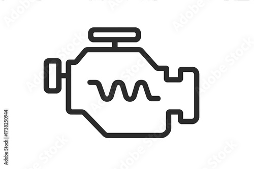 Vector engine icon in linear style, automotive symbol, car motor illustration, transparent background, mechanical part, auto repair, vehicle engine design, set of car icons