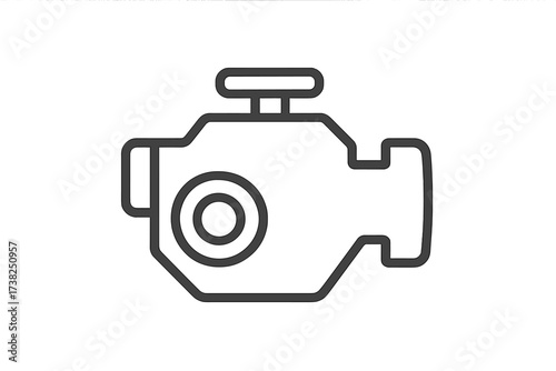 Linear engine icon vector illustration, automotive symbol design, mechanical motor concept, transparent background, cartoon style, technology and machinery graphic, car part emblem
