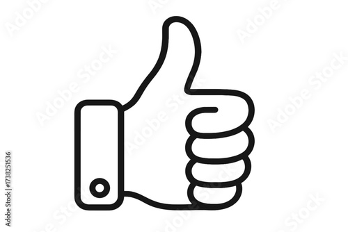 Thumbs up icon. Like symbol. Hand gesture for approval, success. Positive feedback sign. Social media button. Good job concept. OK hand vector illustration. Outline.