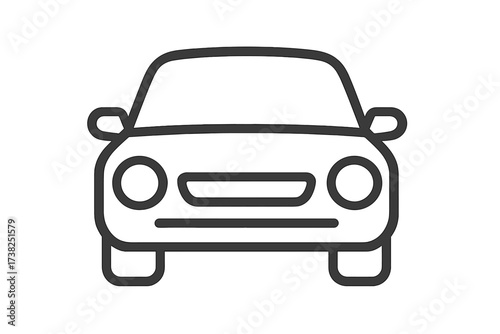 Car icon, front view. Simple linear vehicle symbol for transport service. Automotive graphic sign. Vector illustration for web, app design. Automobile logo outline isolated.