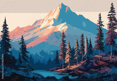 snow mountain vector art