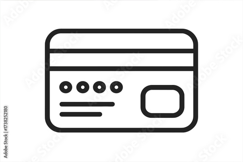 Credit card icon, debit card symbol for payment and transaction. Finance and banking concept. Simple outline vector for online shopping, e-commerce, money and purchase.