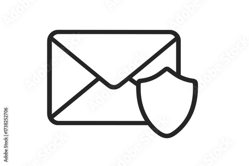 Secure mail and email protection concept. Shield icon for data privacy and cybersecurity. Vector for encrypted message, spam filter, and confidential communication guard.
