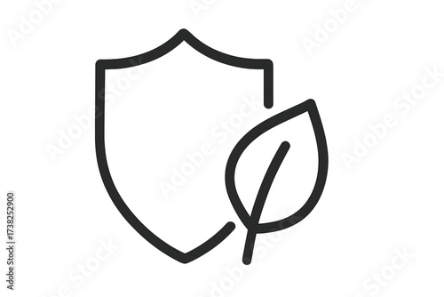 Nature protection vector icon. Shield and leaf logo for environmental conservation, sustainability, and eco-friendly products. Green guard symbol for organic and bio safety.