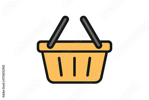 Shopping basket icon. E-commerce and online store symbol. Simple flat vector pictogram for website UI, app button. Concept for buying, purchasing, retail, sale, add to cart.