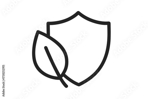 Eco-friendly protection concept icon. Leaf and shield symbol for natural, organic, and sustainable products. Environmental safety and bio quality guarantee badge. Vector.