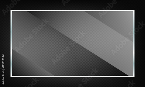 16:9 vector image of a mirror reflection, suitable for application on glass, plastic, or acrylic window surfaces. Offers a glossy, luminous appearance with bright highlights and transparency.	
