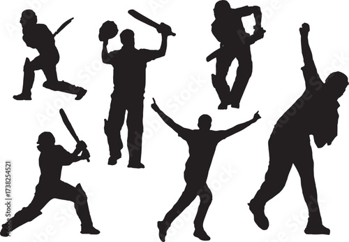 silhouettes of cricket players