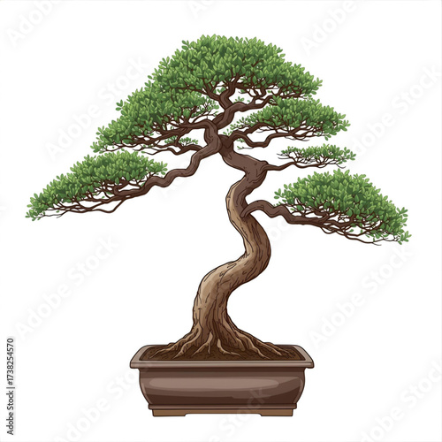 Elegant bonsai tree with lush green foliage in a ceramic pot, symbolizing peace and tranquility.