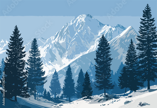 snow mountain vector art