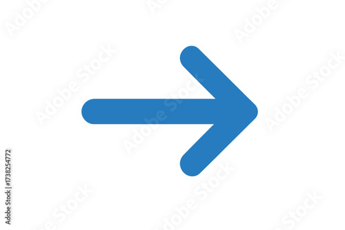 Vector arrow icon. Simple flat design. Blue symbol for website, app, UI. Pointer for navigation, next button. Direction sign isolated on white background. Modern graphic element.