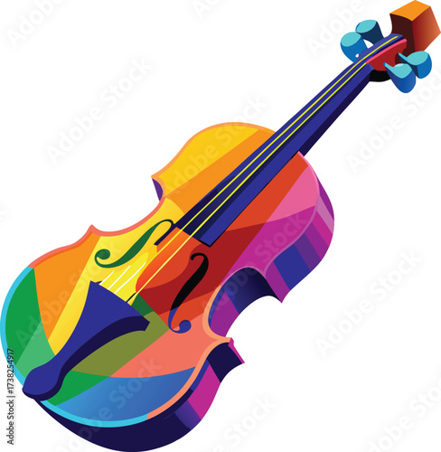 Colorful geometric violin illustration with icon isolated on white transparent background vector eps png jpg business people clipping path cutout 2025 2026 4k full hd poster banner label download