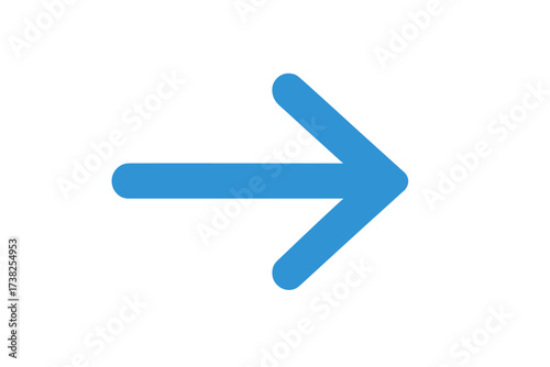 Arrow icon right. Next button symbol. Direction sign. Pointer for navigation in app and website. Forward, continue concept. Modern flat style UI UX element. Blue vector.