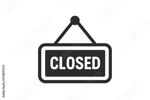 Closed sign vector icon for store, shop, or business. Information notice for door. Graphic for website, app, UI. Flat design illustration. Unavailable, out of business, holiday, lockdown.