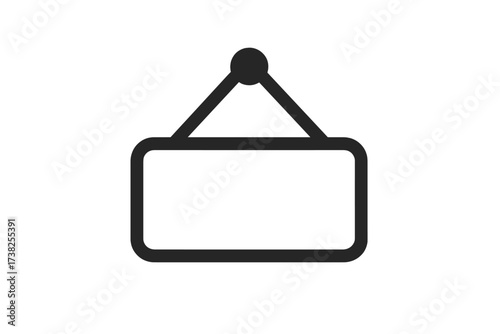 Hanging sign vector icon. Blank door sign for open or closed message. Empty plaque or nameplate. Store notice symbol. Line art illustration for web, logo, ui, app design.