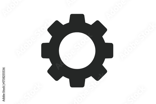 Gear vector icon. Cogwheel symbol. Settings button for web design, app, UI. Black flat style graphic element. Mechanical, engineering, options, process concept. Isolated.