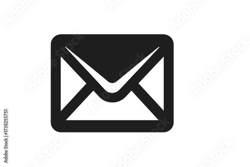 Vector mail icon, email symbol, black envelope for web design, logo, app, UI. Flat illustration for message, contact, and communication concepts. Send letter or newsletter sign.
