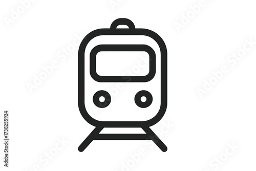 Vector train icon. Black transportation symbol in flat style for web design, logo, app, UI. Subway, metro, railway vehicle pictogram. Public transport, travel illustration.