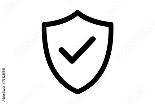 Security icon with shield and check mark. Concept of protection, safety, guarantee, and trust. Verified, approved, or certified sign. Quality assurance and data privacy symbol.