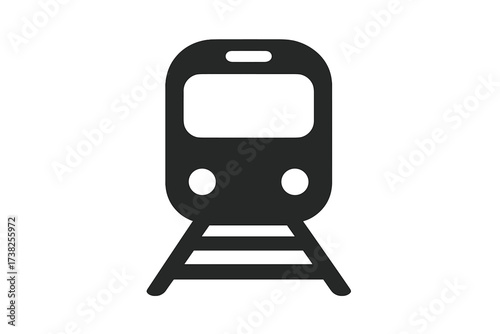 Train icon vector. Public transport symbol. Railway transportation silhouette. Metro, subway, railroad sign for app, web, logo. Flat simple design element isolated on white.