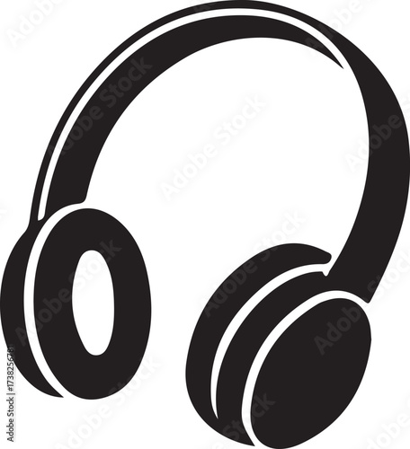 Black silhouette of over-ear headphones audio music