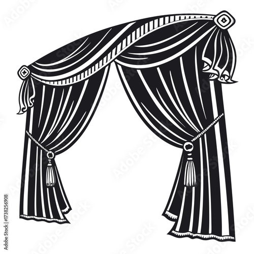 Illustration of an ornate swag valance