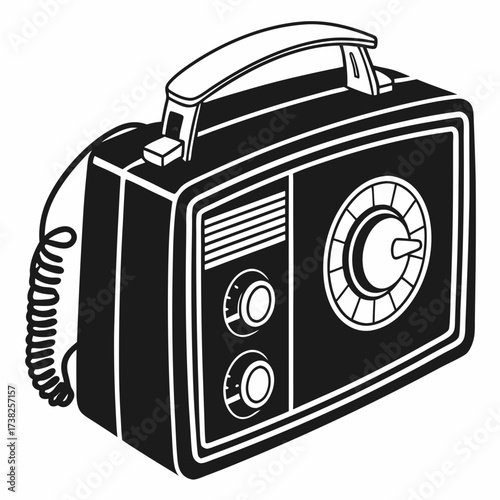 Vintage portable radio vector illustration