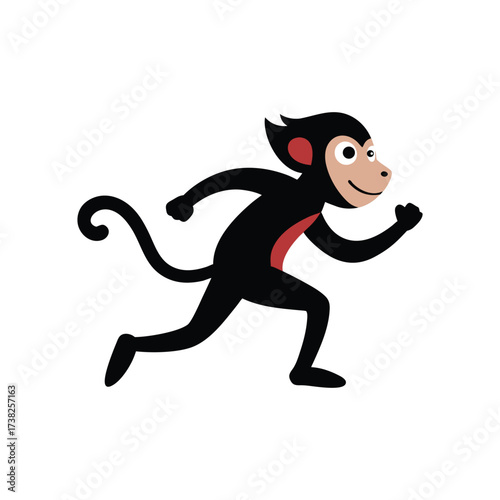 a monkey is running happily on white background