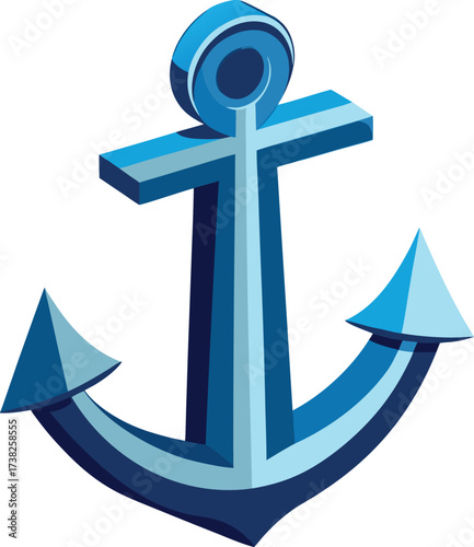 3d blue anchor with curved flukes and ring icon isolated on white transparent background vector eps png jpg business people clipping path cutout 2025 2026 4k full hd poster banner label download