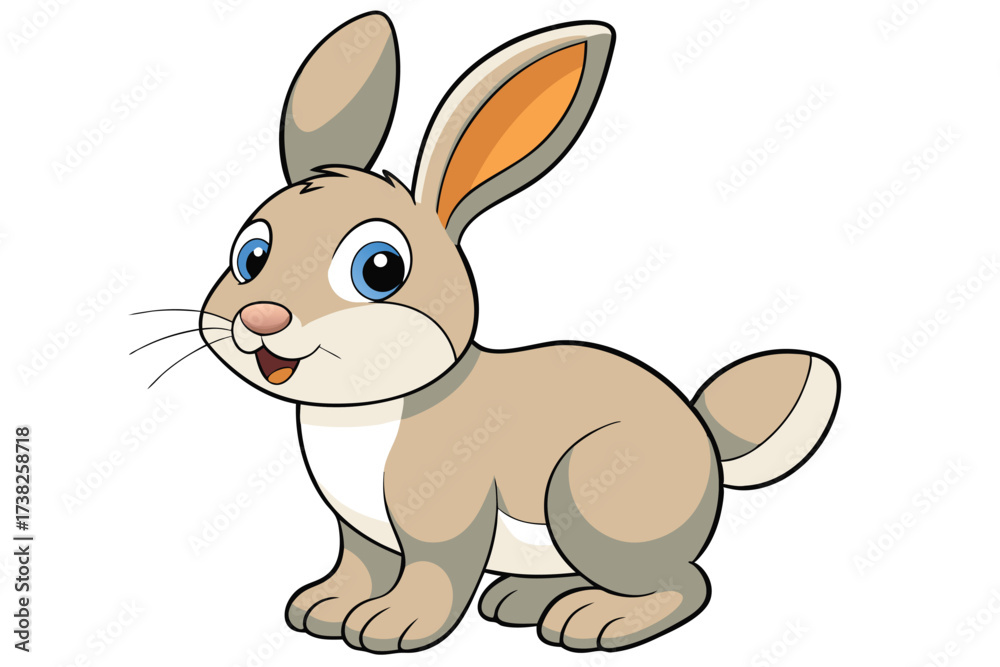 Fototapeta premium Cute Cartoon Rabbit on White Background for Microstock Use