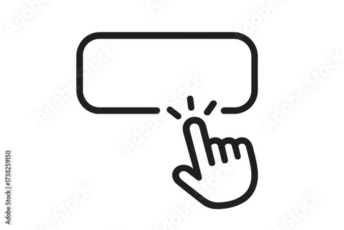 Hand pointer clicking buy now button. Concept for e-commerce, online shopping, and web purchase. User interface element for website or mobile app. Add to cart vector icon.