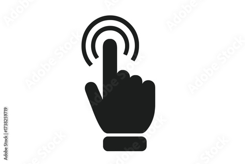 Hand touch icon, finger clicking a button. Vector pointer cursor for web design. Tap gesture for UI, UX. Press, select concept. Click here symbol for mobile app interface.